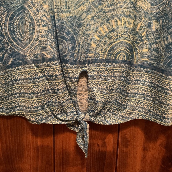 Ruby Rd. Blue Tie-Front Blouse - Picture 3 of 4